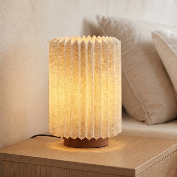 Lampa stołowa Maveo Lindby, aluminiowy / szary / cynkowy, salon / jadalnia, tkanina / materiał / jedwab, skandynawski