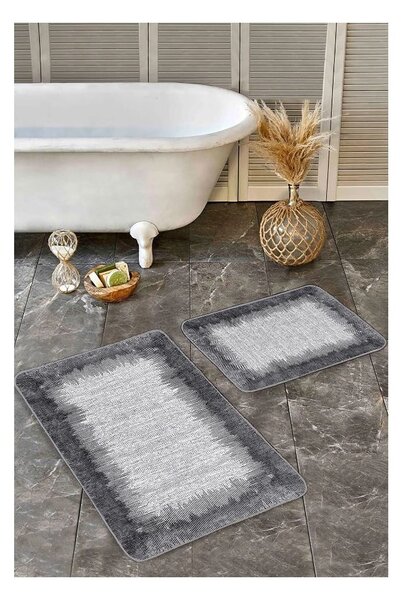 Czarno-szare dywaniki łazienkowe zestaw 2 szt. 60x100 cm – Mila Home