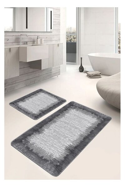 Czarno-szare dywaniki łazienkowe zestaw 2 szt. 60x100 cm – Mila Home