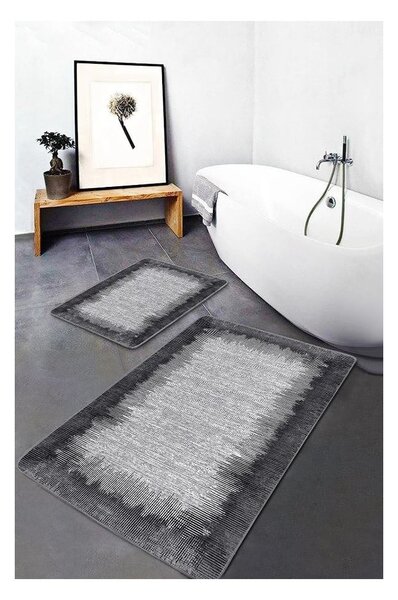 Czarno-szare dywaniki łazienkowe zestaw 2 szt. 60x100 cm – Mila Home