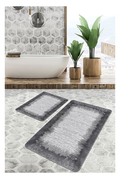 Czarno-szare dywaniki łazienkowe zestaw 2 szt. 60x100 cm – Mila Home
