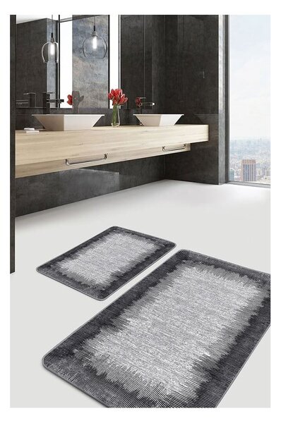 Czarno-szare dywaniki łazienkowe zestaw 2 szt. 60x100 cm – Mila Home