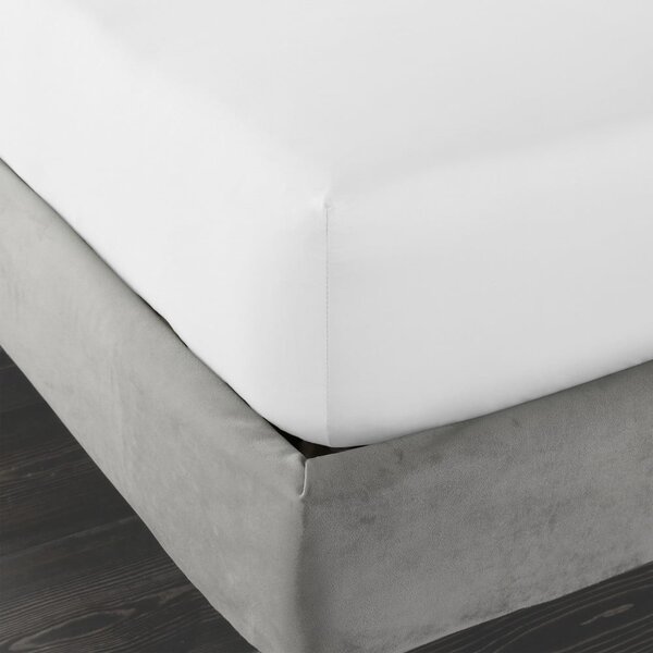 Białe prześcieradło z satyny bawełnianej z gumką 150x200 cm Cotton Sateen – Bianca