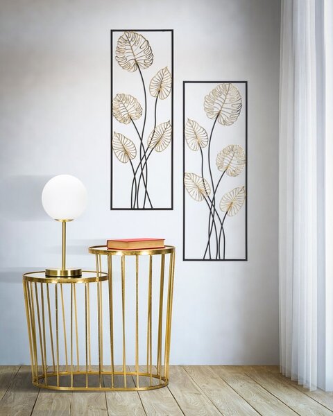 Metalowa dekoracja wisząca z wzorem liści Mauro Ferretti Luxy -A-, 31x90 cm