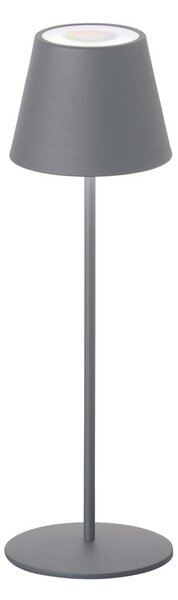 Szara lampa stołowa LED z metalowym kloszem, ściemniaczem i czujnikiem ruchu (wys. 38 cm) Consenza – Fischer & Honsel