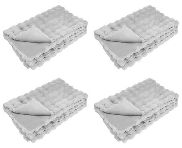 Koc antypoślizgowy z sztucznego futra królika Olite 4 pcs Szary