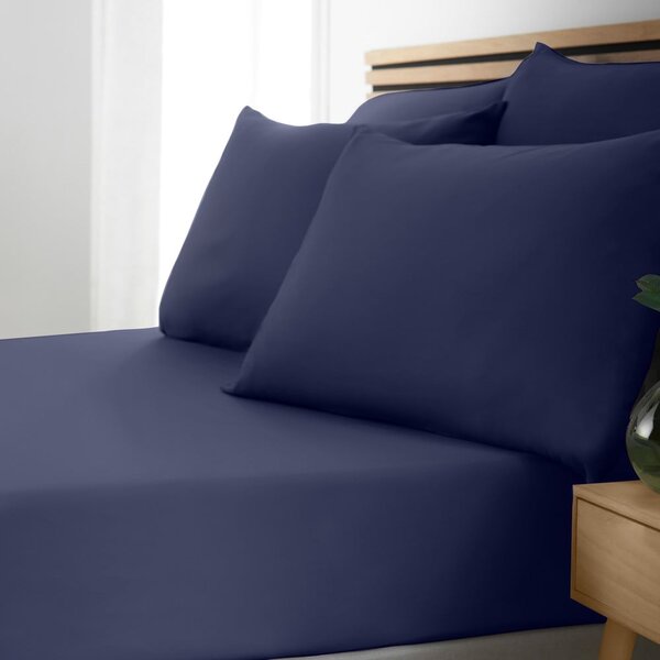 Ciemnoniebieske prześcieradło z gumką 90x190 cm So Soft Easy Iron – Catherine Lansfield