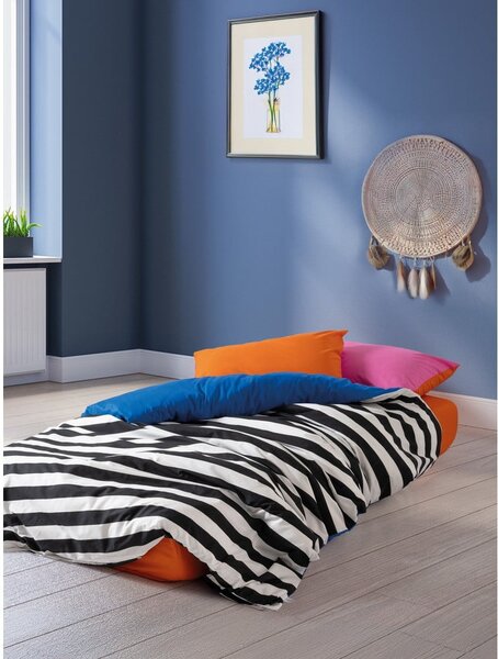 Czarno-biała pościel dwuosobowa z bawełny renforcé z prześcieradłem/4-częściowa 200x220 cm Dusk – Mijolnir