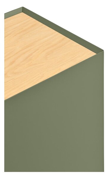 Zielona wysoka komoda w dekorze dębu 95x120 cm Arista – Teulat