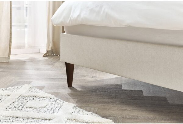 Beżowe tapicerowane łóżko dwuosobowe ze stelażem 160x200 cm Sary – Bobochic Paris