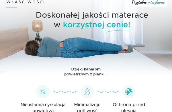 Piankowy materac DELUXE 90 x 200 cm Ochrona materaca: BEZ ochraniacz na materac