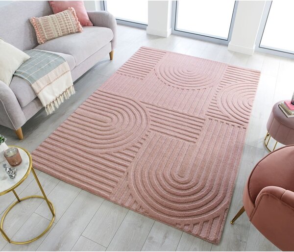 Różowy dywan wełniany Flair Rugs Zen Garden, 120x170 cm