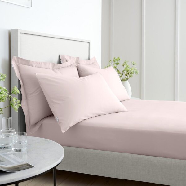 Różowe prześcieradło z perkalu bawełnianego z gumką 90x190 cm Cotton Percale – Bianca