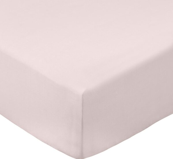 Różowe prześcieradło z perkalu bawełnianego z gumką 90x190 cm Cotton Percale – Bianca