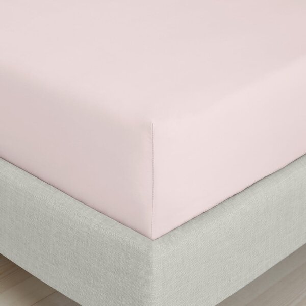 Różowe prześcieradło z perkalu bawełnianego z gumką 90x190 cm Cotton Percale – Bianca