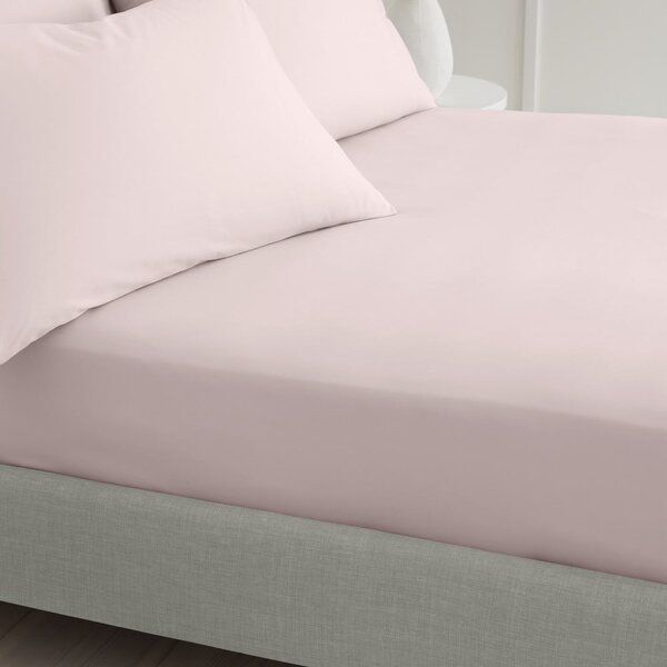 Różowe prześcieradło z perkalu bawełnianego z gumką 90x190 cm Cotton Percale – Bianca