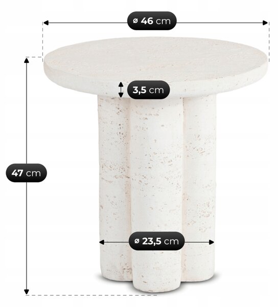 Stolik Kawowy BROK 46 cm Krem/Beż Nowoczesny