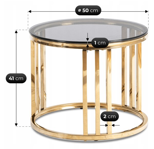 Zestaw Stolików Kawowych TRITON 50 cm/70 cm Szary/Złoty Glamour