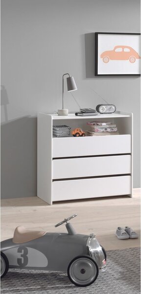 Biała niska komoda dziecięca z litego drewna sosnowego z przewijakiem 90x106 cm KIDDY – Vipack