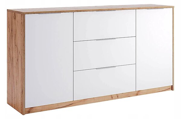 Komoda z szufladami i półkami dąb craft + biały 160 cm A1-R71