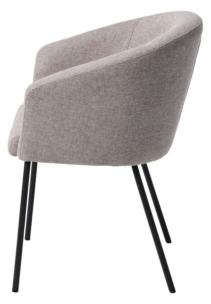 Jasnoszary tapicerowany fotel jadalniany z podłokietnikami Easton – Unique Furniture