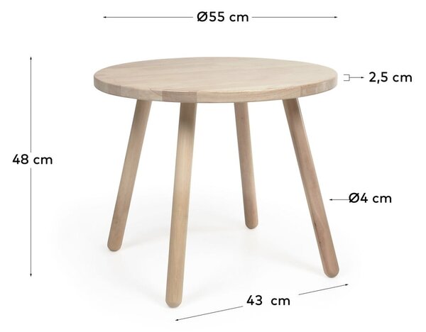 Stół dziecięcy z drewna kauczukowego Kave Home Dilcia, ø 55 cm