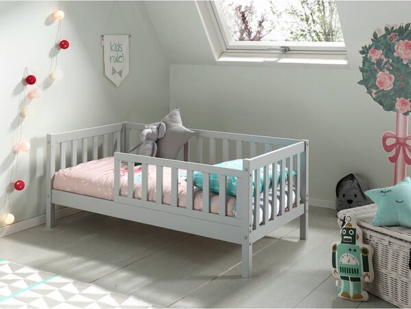 Szare łóżko dziecięce Vipack Junior, 70x140 cm
