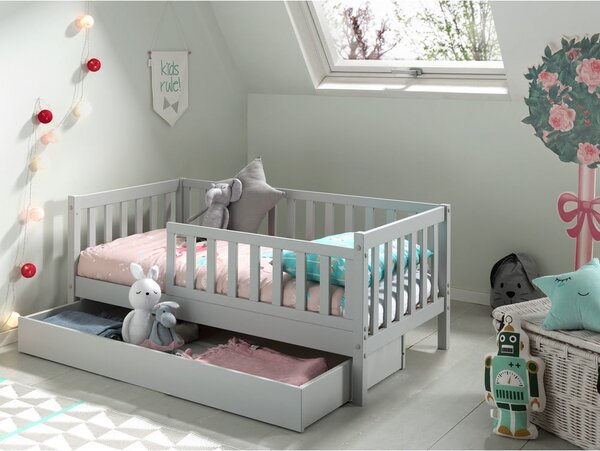 Szare łóżko dziecięce Vipack Junior, 70x140 cm