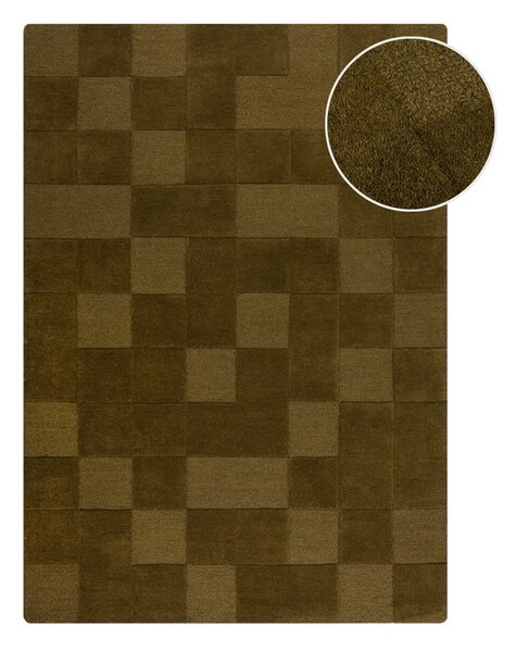 Wełniany dywan tkany ręcznie w kolorze khaki 120x170 cm Checkerboard – Flair Rugs