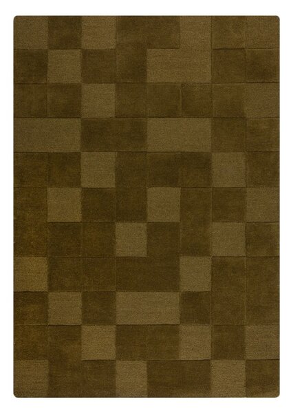Wełniany dywan tkany ręcznie w kolorze khaki 120x170 cm Checkerboard – Flair Rugs