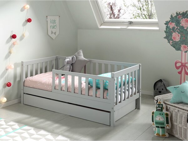Szare łóżko dziecięce Vipack Junior, 70x140 cm