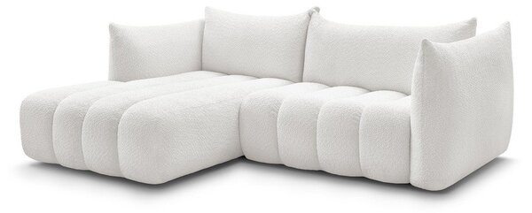 Biały narożnik z materiału bouclé (lewostronny/z szezlongiem) Azra – Bobochic Paris