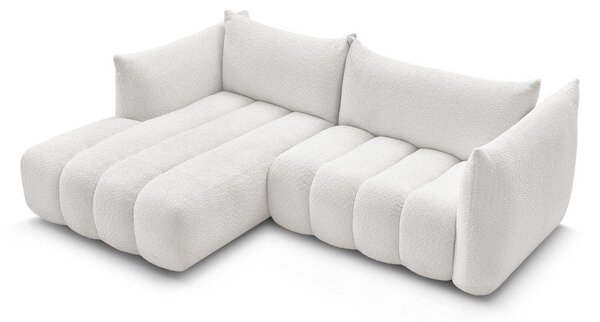 Biały narożnik z materiału bouclé (lewostronny/z szezlongiem) Azra – Bobochic Paris