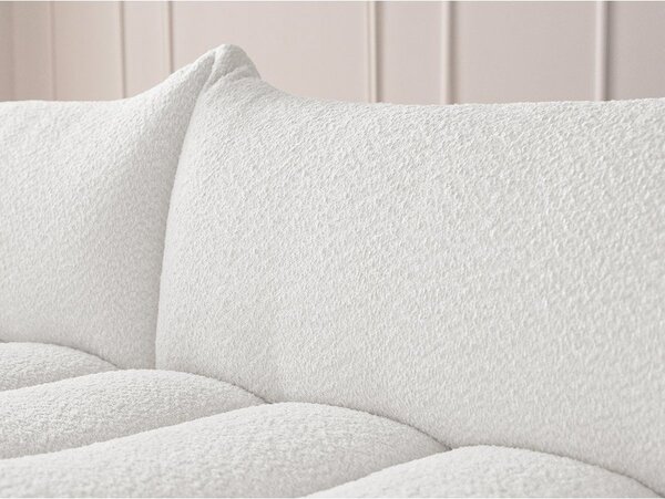 Biały narożnik z materiału bouclé (lewostronny/z szezlongiem) Azra – Bobochic Paris