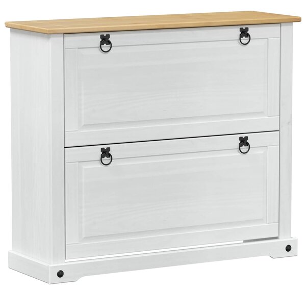 Szafka na buty Corona Biały 99 x 32 x 85 cm Lite drewno sosnowe