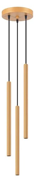 Złota lampa z 3 ryflowanymi długimi kloszami - A613 H2-K23