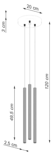 Biała potrójna ryflowana lampa wisząca sople - 7X A613 T1-S23
