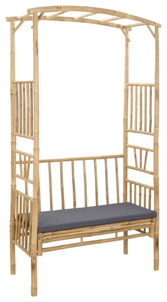 Łuk ogrodowy z ławką ciemnoszary 115 x 50 x 205 cm Bambus