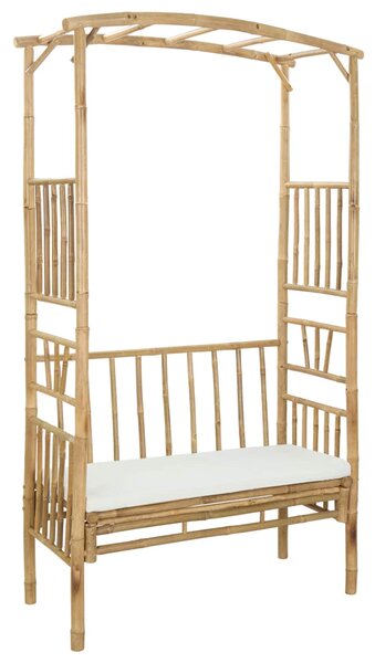 Łuk ogrodowy z ławką kremowobiały 115 x 50 x 205 cm Bambus
