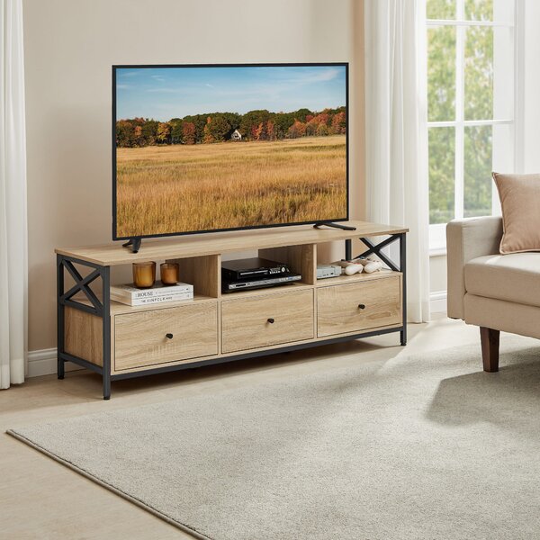 Stolik TV TAYLOR SONOMA z półkami i szufladami, 147x40cm