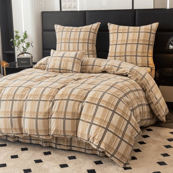 Pościel z mikropluszu PLAID kremowa Rozmiar pościeli: 2 szt 70 x 90 cm | 200 x 220 cm