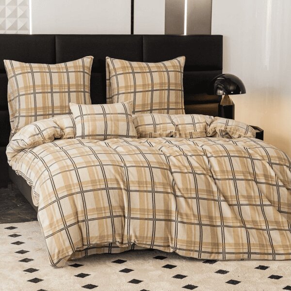 Pościel z mikropluszu PLAID kremowa Rozmiar pościeli: 2 szt 70 x 90 cm | 200 x 220 cm