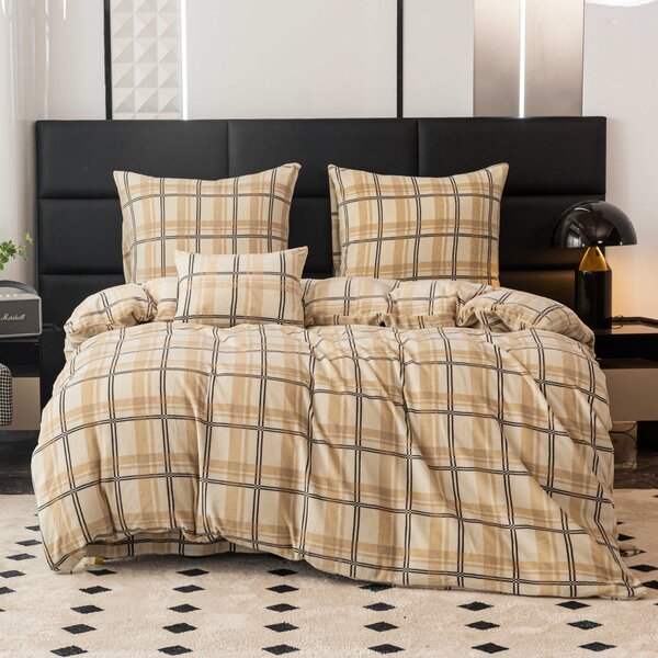 Pościel z mikropluszu PLAID kremowa Rozmiar pościeli: 2 szt 70 x 90 cm | 200 x 220 cm