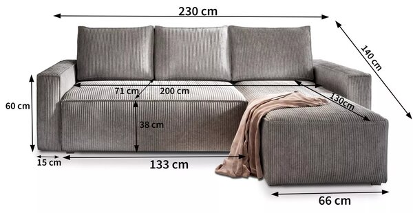 Rozkładana narożna sofa SMART COSARO ciemnozielona, dwustronna + 2 poduszki GRATIS