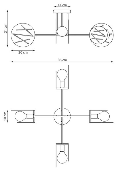 Czarna nowoczesna lampa sufitowa w stylu loft - D154 N5-L82