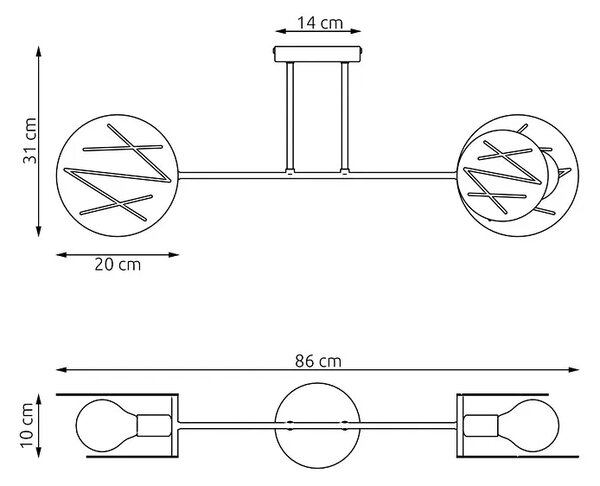 Czarna industrialna lampa sufitowa - D153 P9-P77