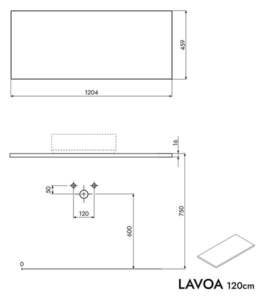 Meble łazienkowe - szafka pod umywalkę nablatową LAVOA 120 cm - możliwość wyboru koloru