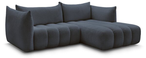 Ciemnoniebieski narożnik z materiału bouclé (prawostronny/z szezlongiem) Azra – Bobochic Paris