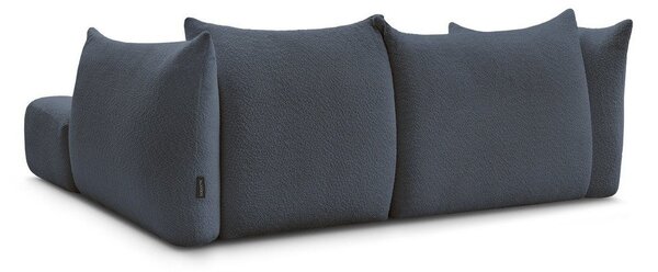 Ciemnoniebieski narożnik z materiału bouclé (prawostronny/z szezlongiem) Azra – Bobochic Paris