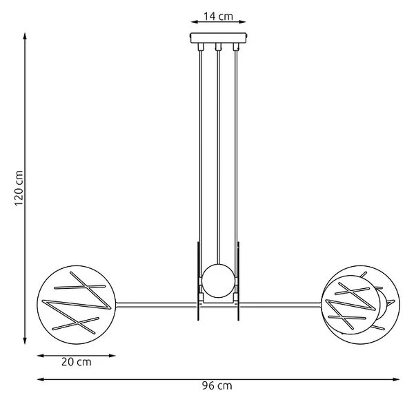 Czarna wisząca lampa w stylu industrialnym - 5X D152 L9-K79
